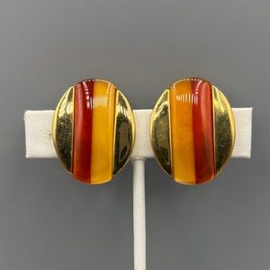 Butler FAC Gold and Orange Striped Earrings JP314 2/$20